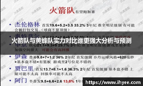 火箭队与黄蜂队实力对比谁更强大分析与预测